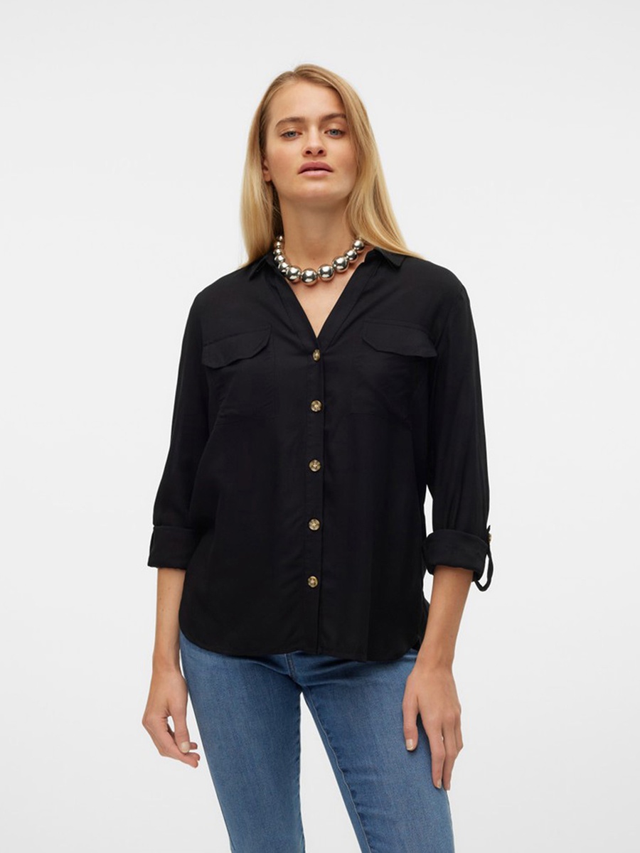 Solid Roll-Up Sleeve Shirt
