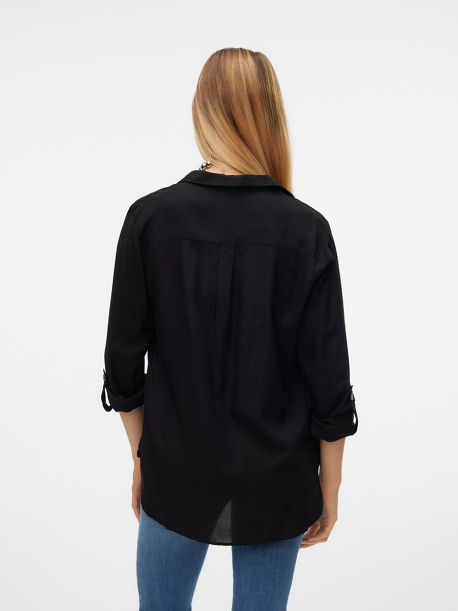 Solid Roll-Up Sleeve Shirt