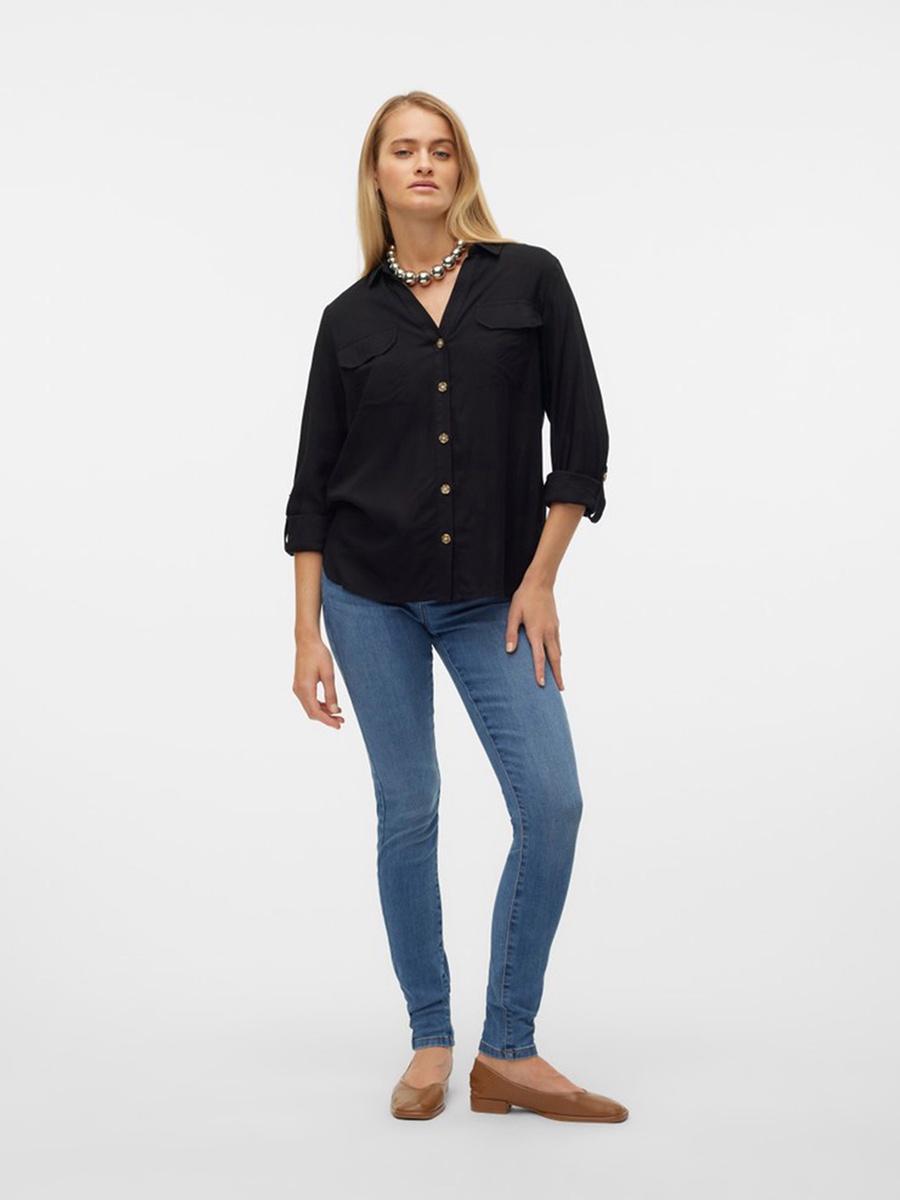 Solid Roll-Up Sleeve Shirt