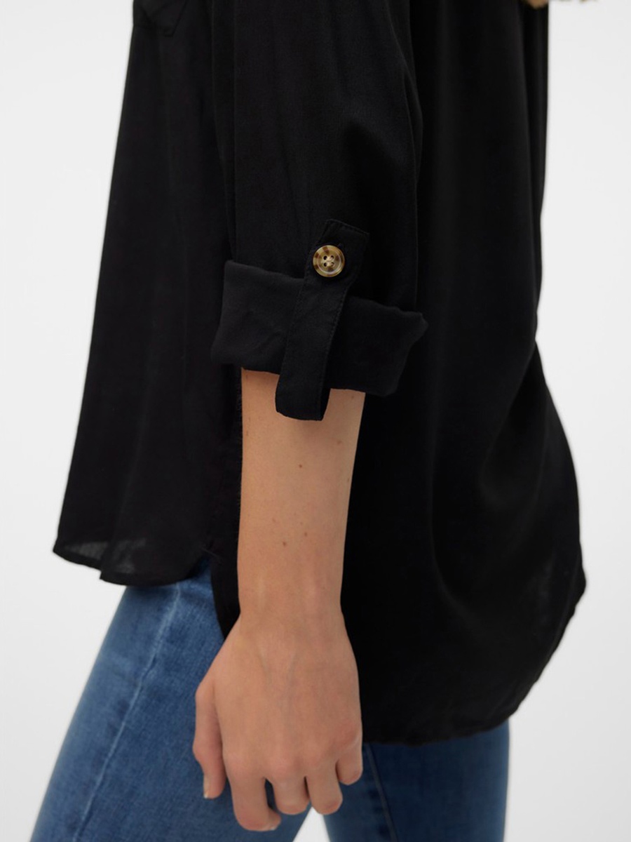 Solid Roll-Up Sleeve Shirt
