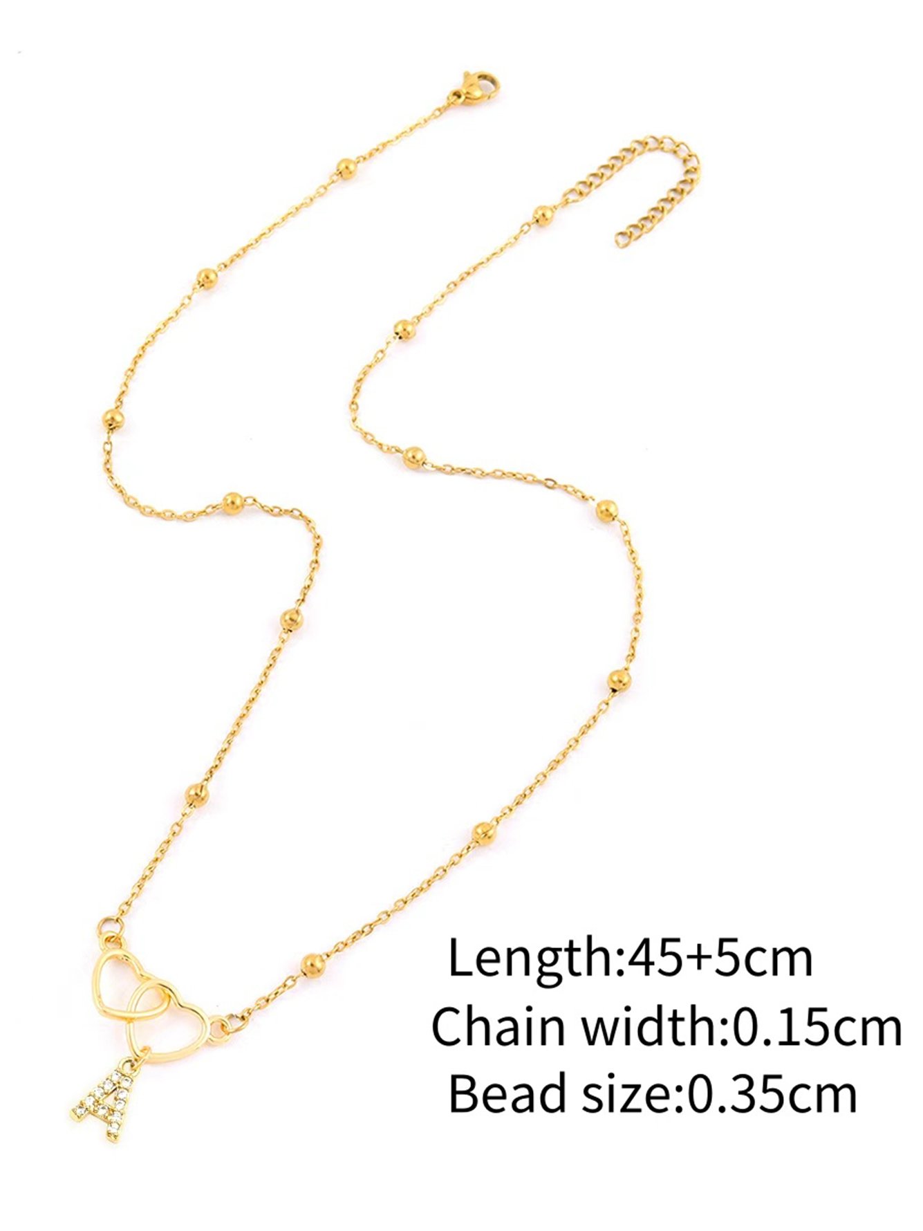 Double Heart Initial Pendant Necklace