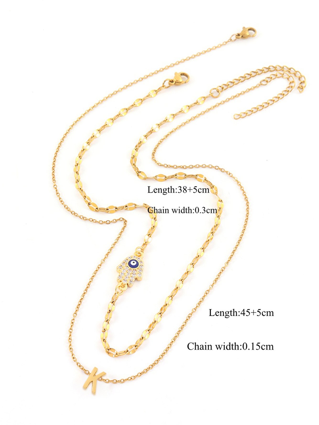 Initial Hamsa Hand Pendant Necklace