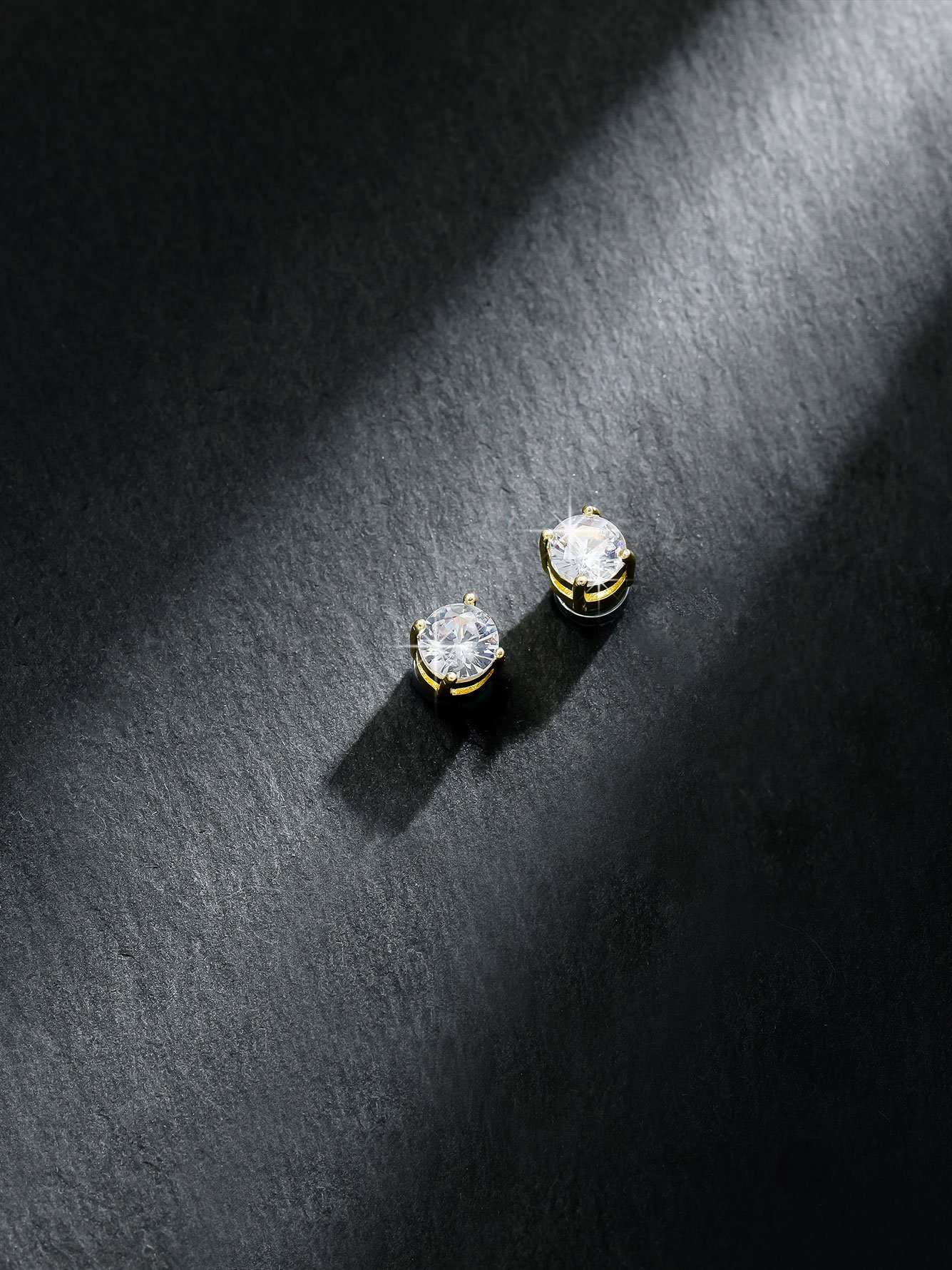 Gold Square Round Zircon Stud Earrings