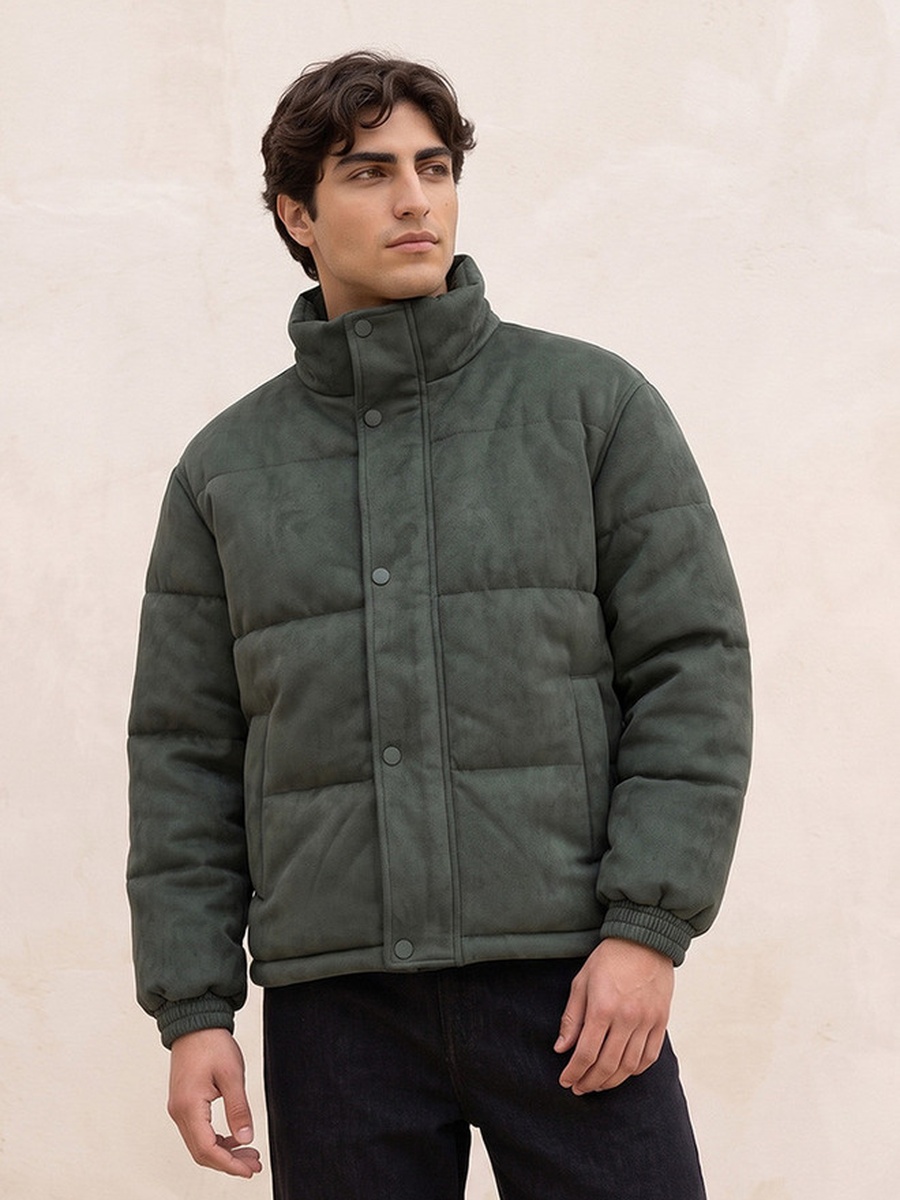 Suede Quilted Puffer Jacket