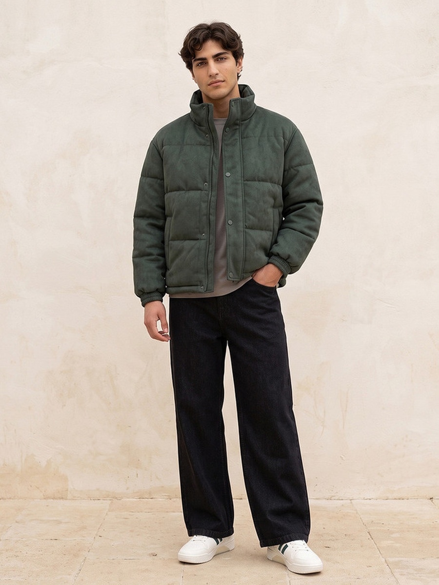 Suede Quilted Puffer Jacket