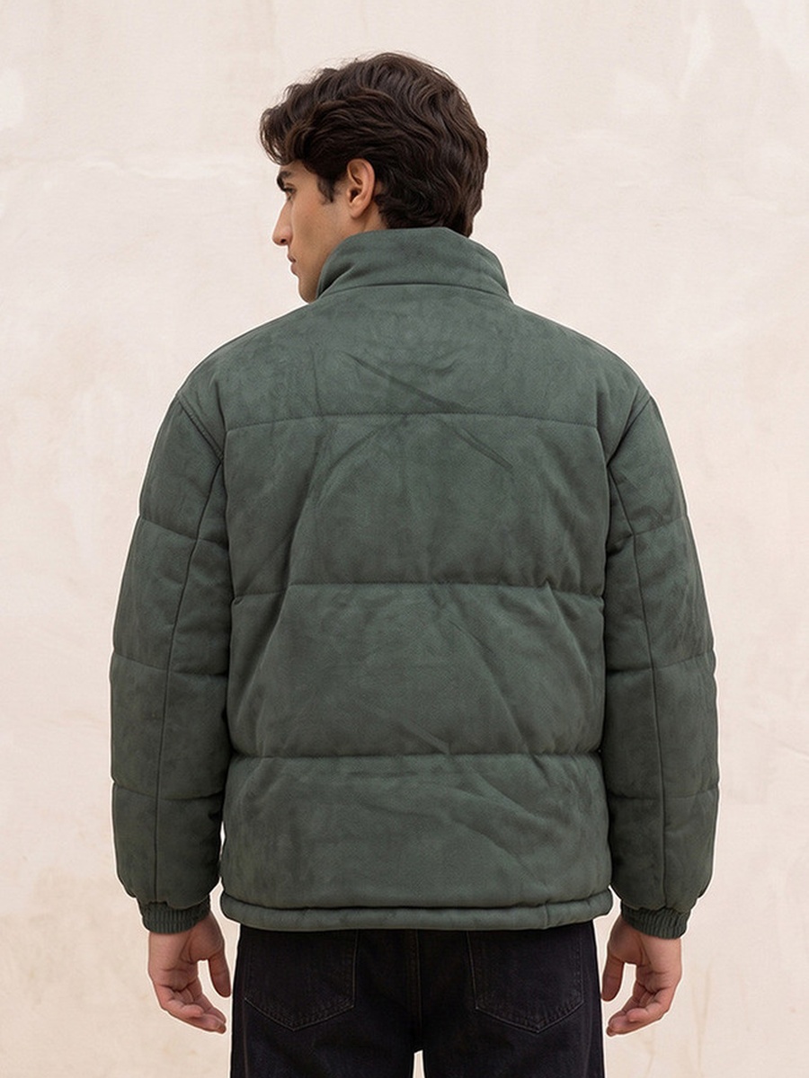 Suede Quilted Puffer Jacket
