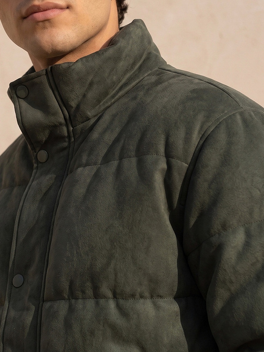 Suede Quilted Puffer Jacket