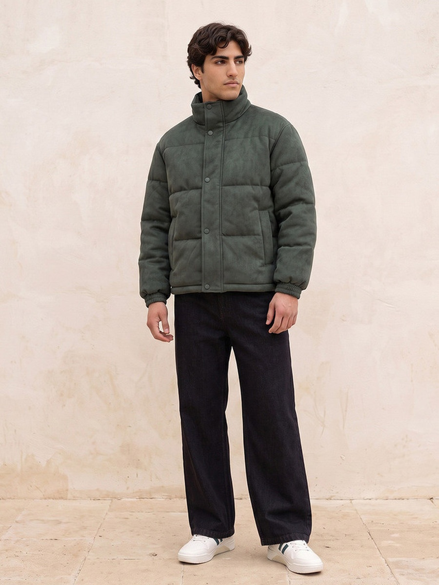 Suede Quilted Puffer Jacket
