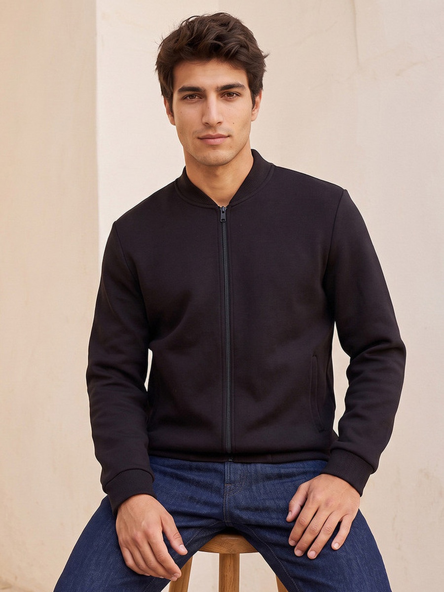 Bomber Jacket with Stand Collar