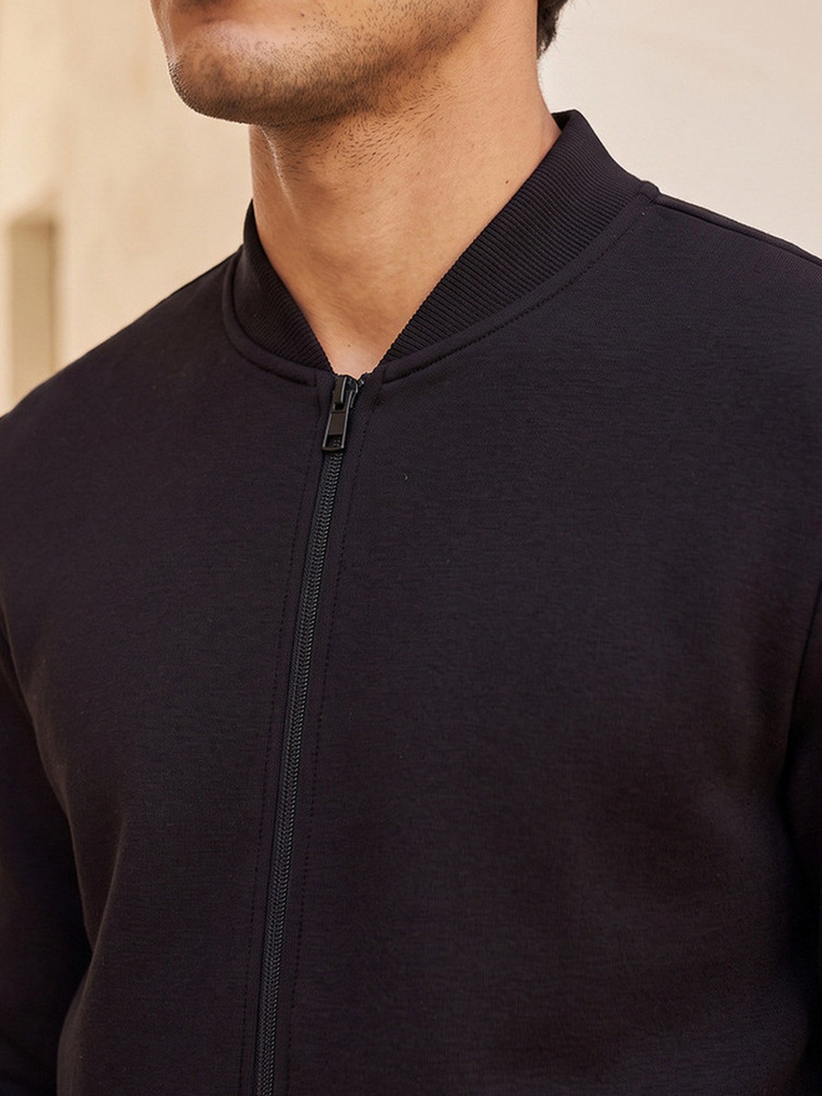 Bomber Jacket with Stand Collar