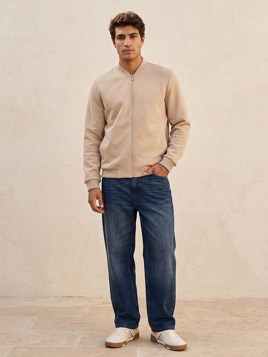Bomber Jacket with Stand Collar