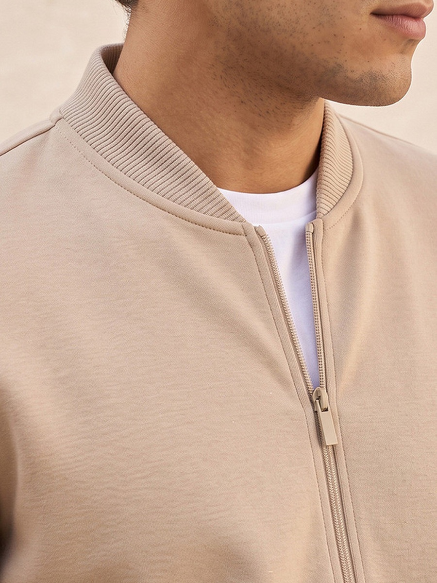 Bomber Jacket with Stand Collar