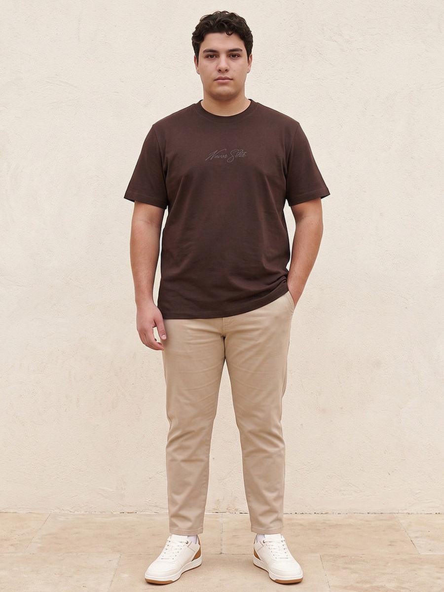 Plus Cotton Crew Neck T-Shirt