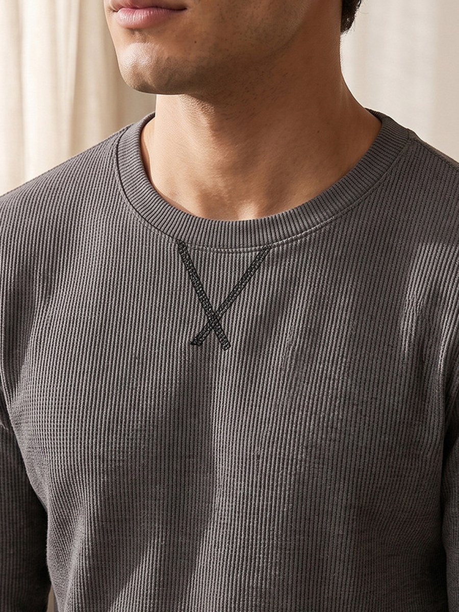 Textured Sweatshirt and Pyjama Set