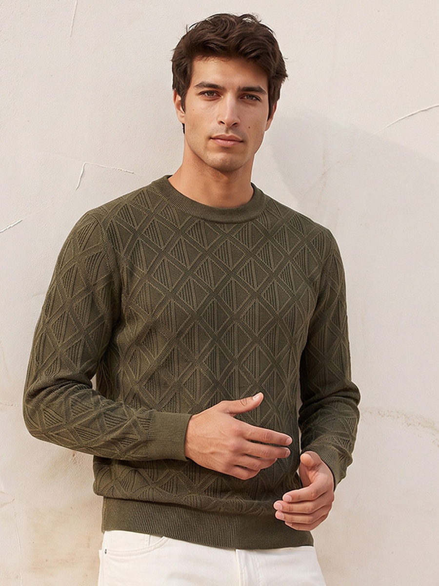 Diamond Knit Crew Neck Sweater