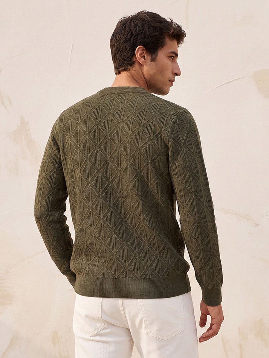 Diamond Knit Crew Neck Sweater