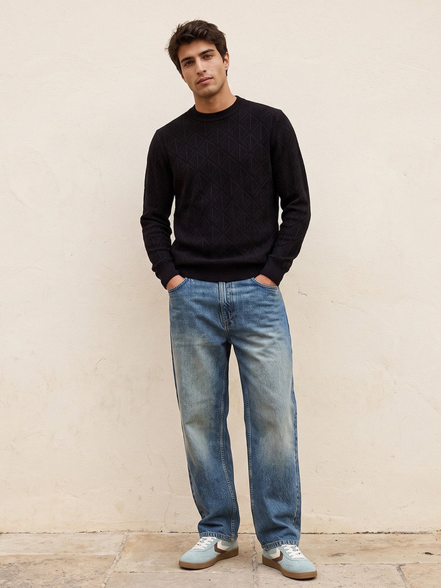Diamond Knit Crew Neck Sweater