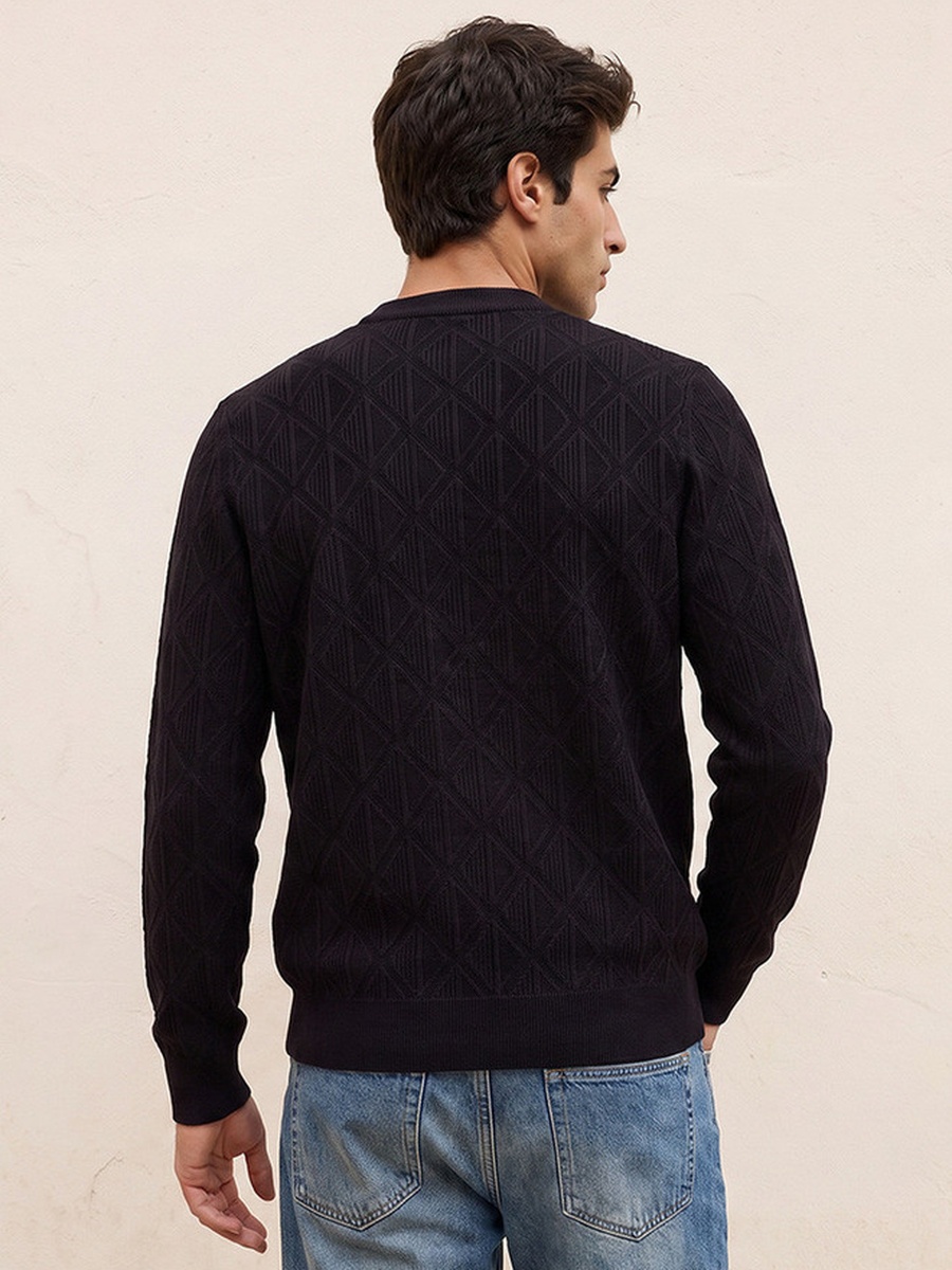 Diamond Knit Crew Neck Sweater