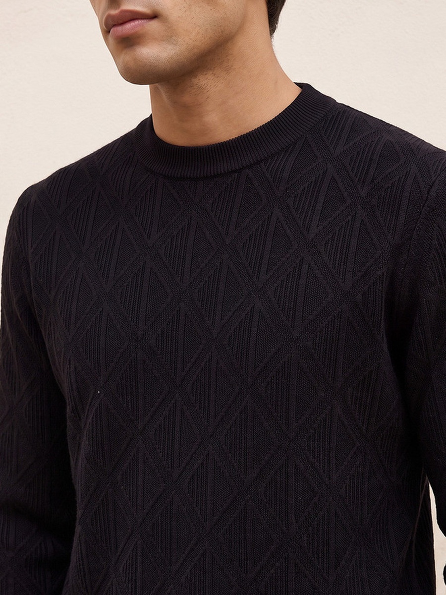 Diamond Knit Crew Neck Sweater