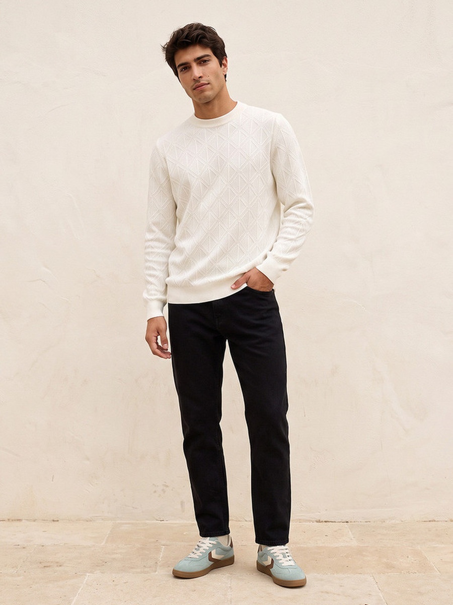 Diamond Knit Crew Neck Sweater