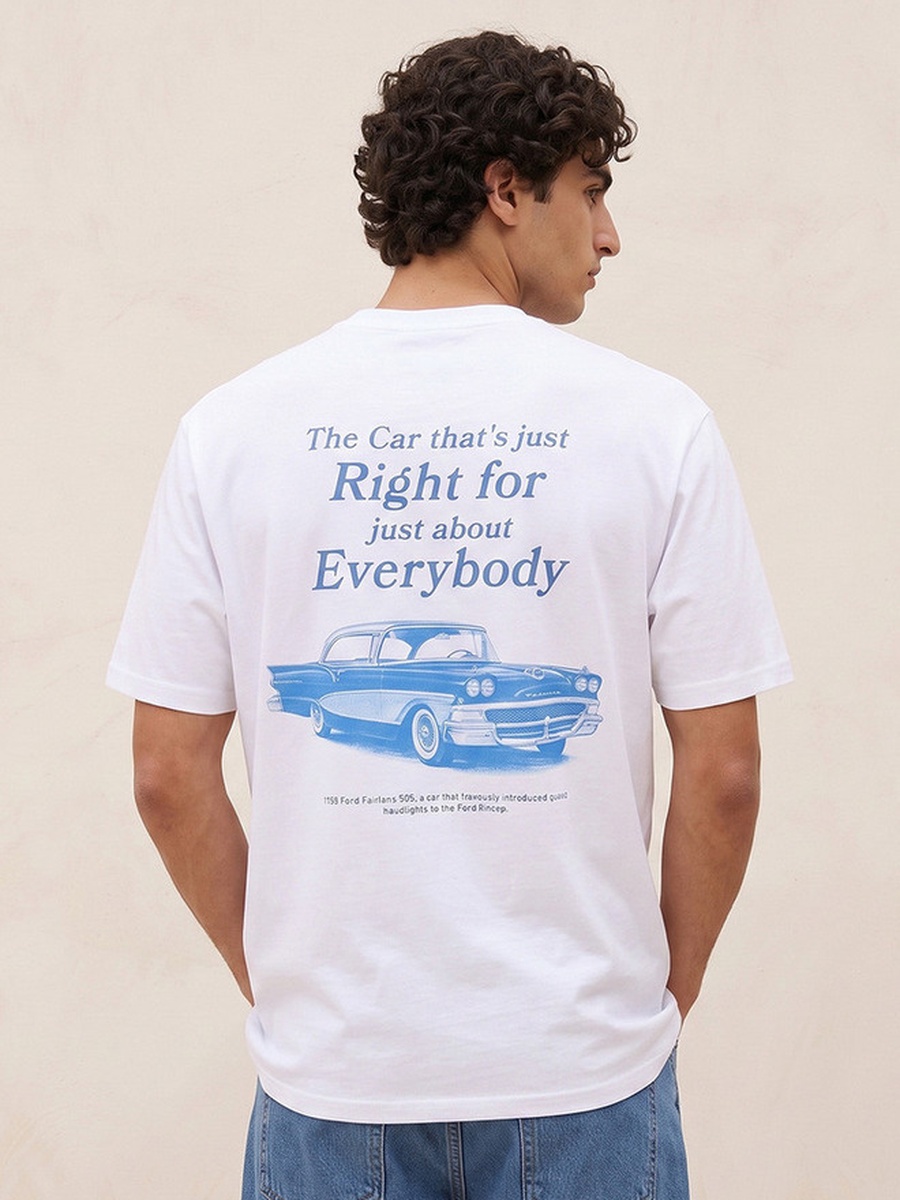 Ford Regular Fit Cotton Crew Neck T-Shirt