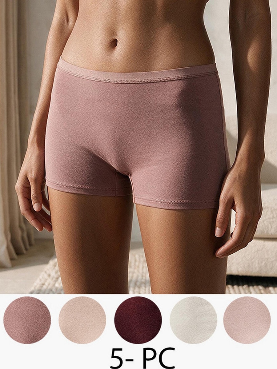 Pack of 5 Elastic Waist Boyshort Briefs