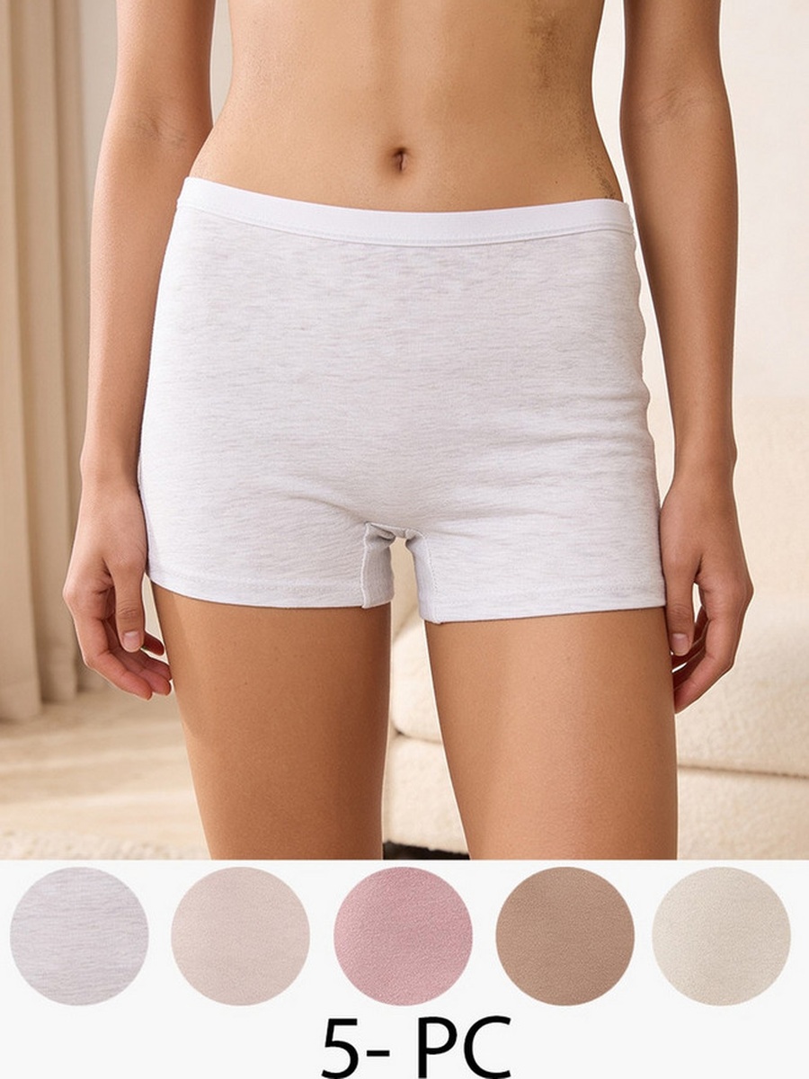 Pack of 5 Elastic Waist Boyshort Briefs