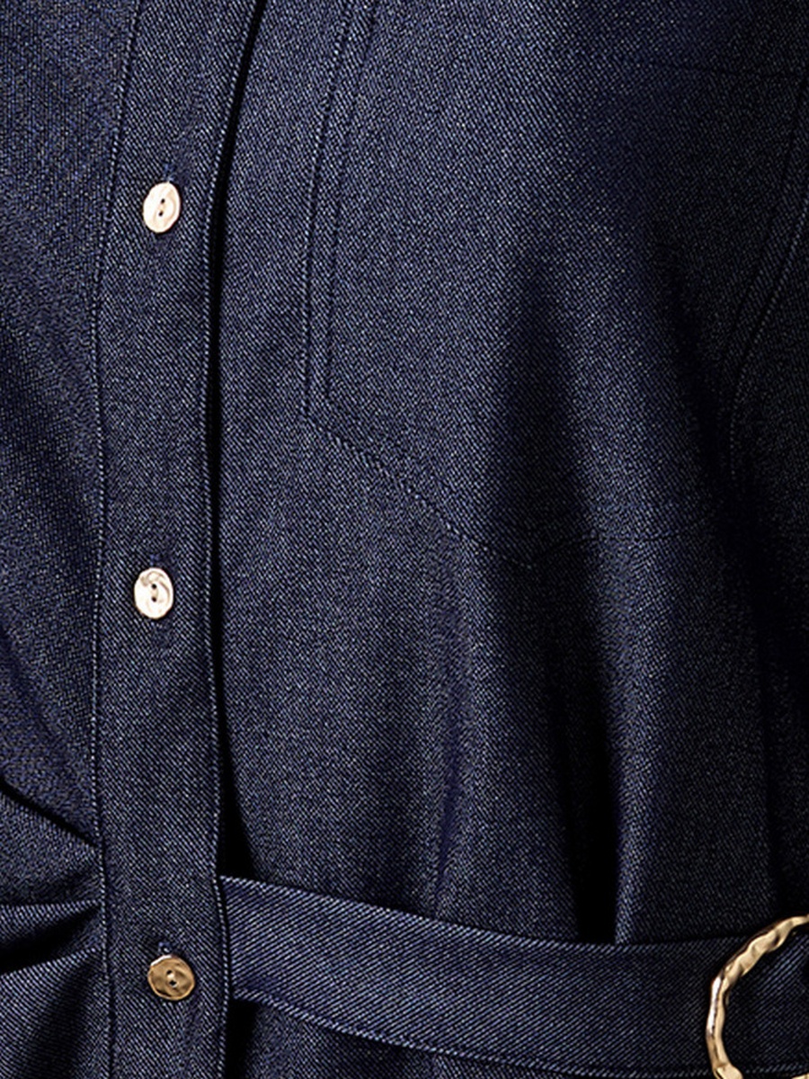 Midi Shirt Dress with Buckle Accent