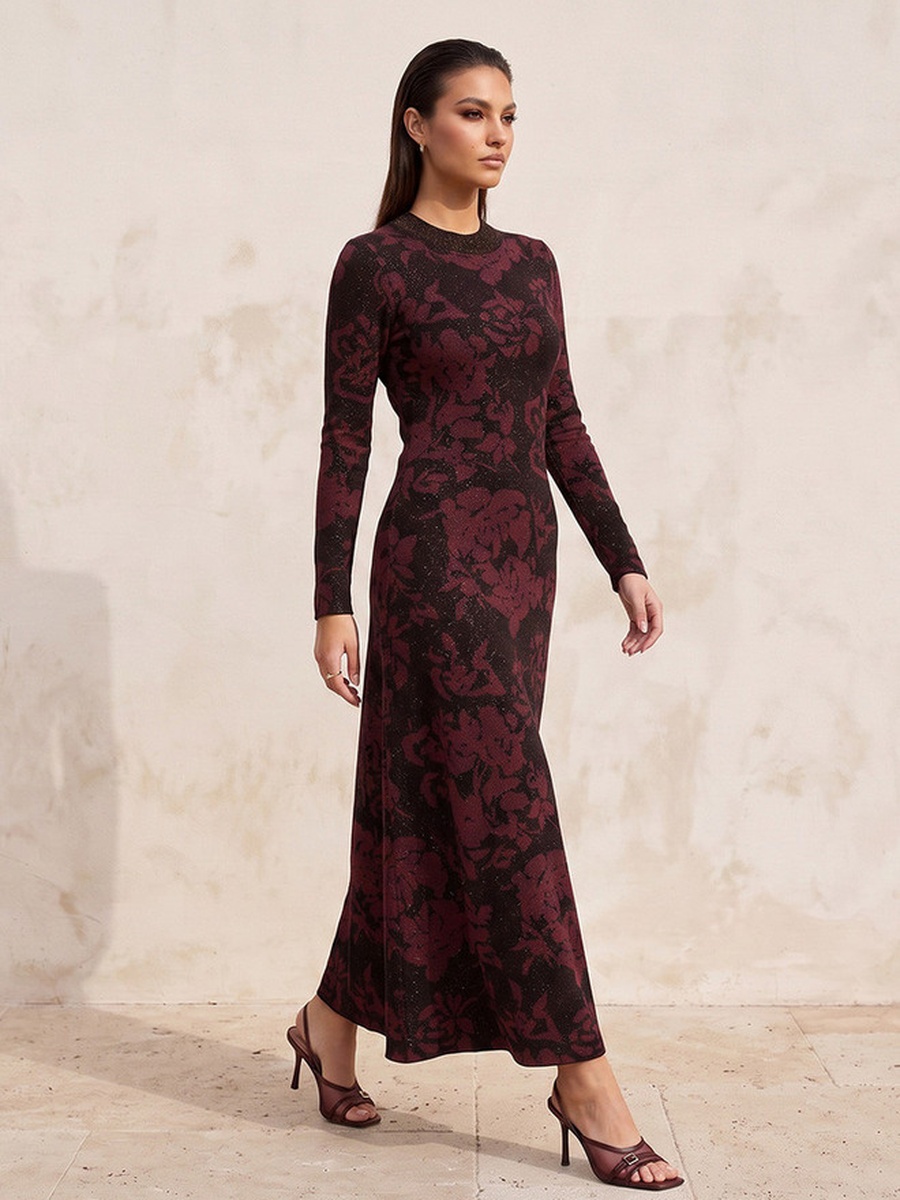 Maxi Length A-Line Dress with Floral Print