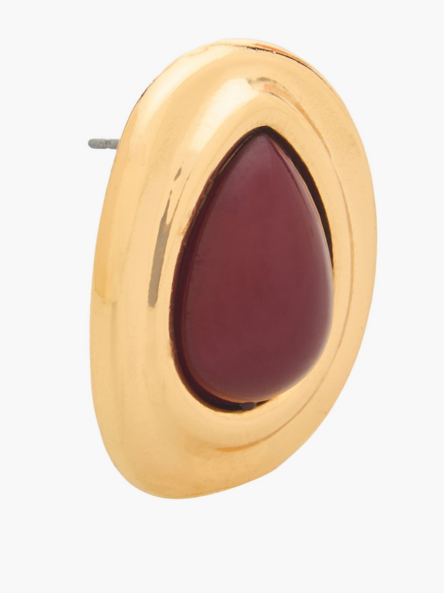 Gold Tone Embellished Stud Earrings with Pushback Closure