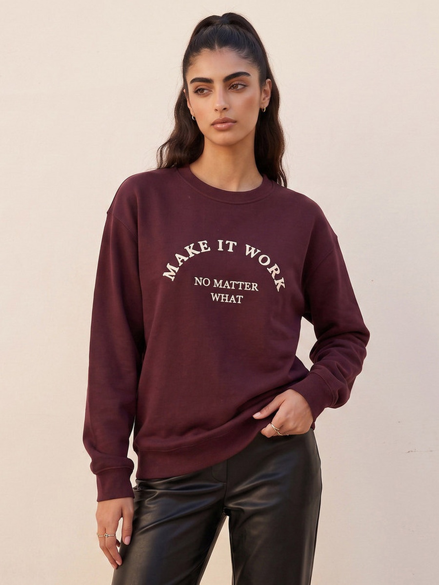 Sweatshirt with Slogan Print