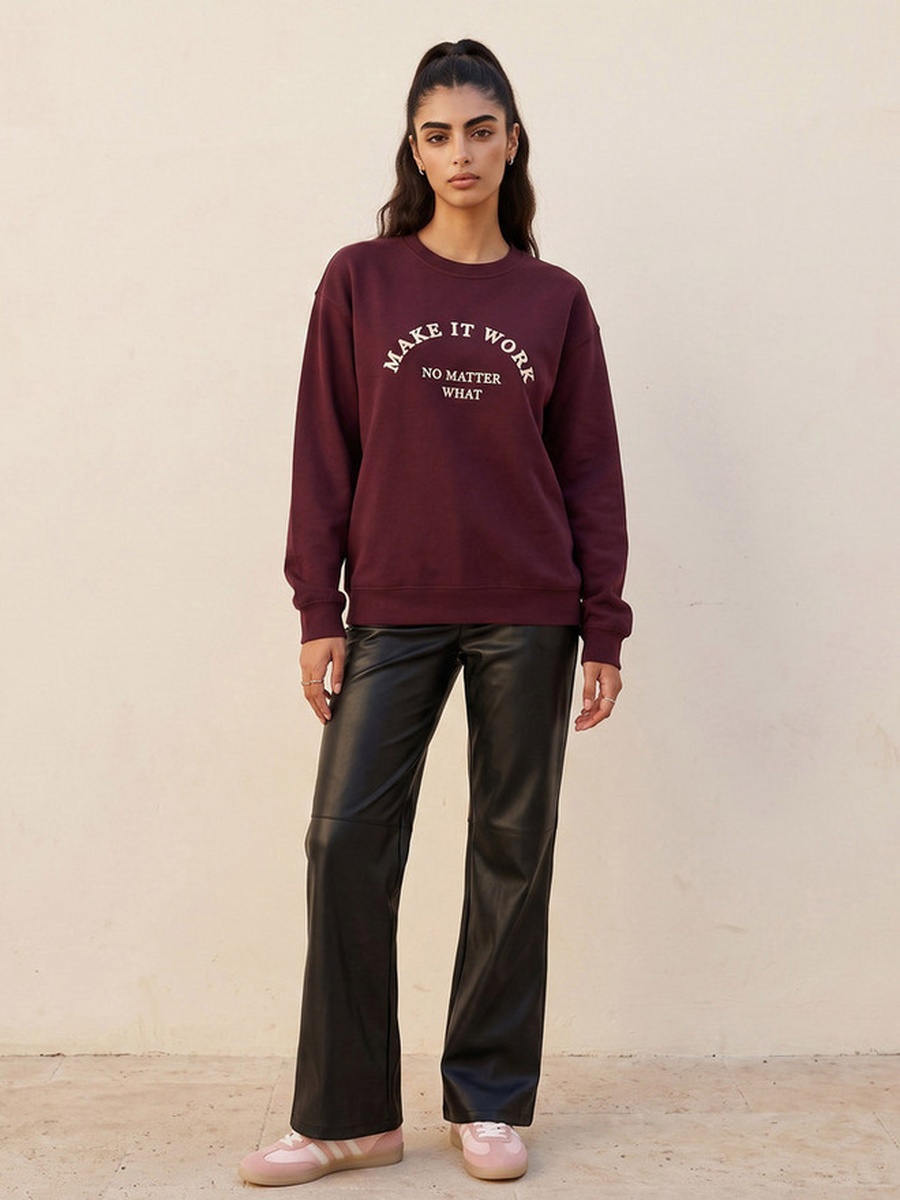 Sweatshirt with Slogan Print