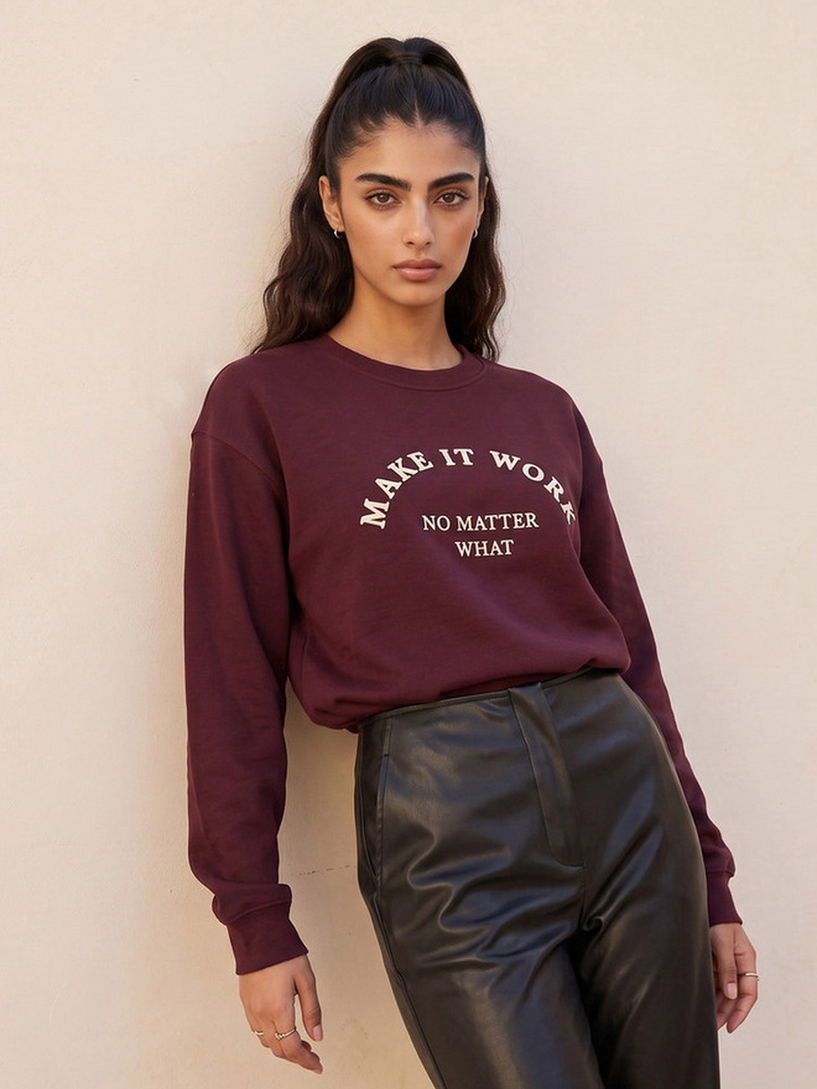 Sweatshirt with Slogan Print