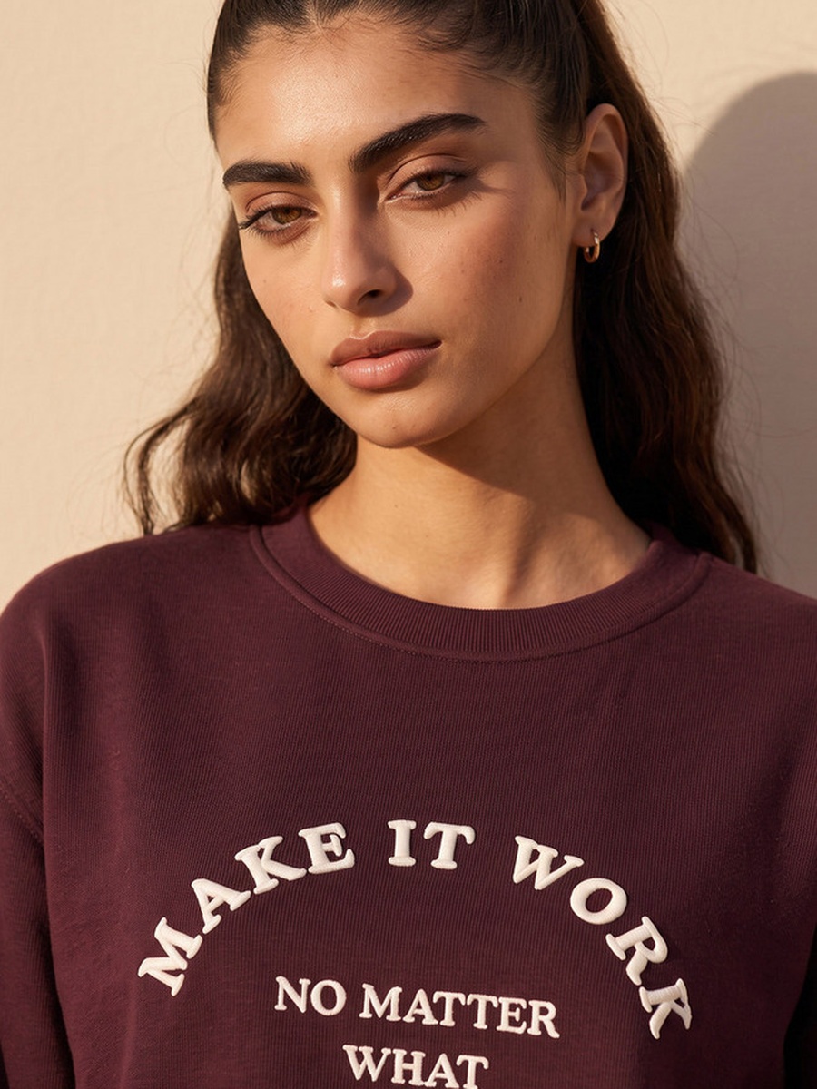Sweatshirt with Slogan Print
