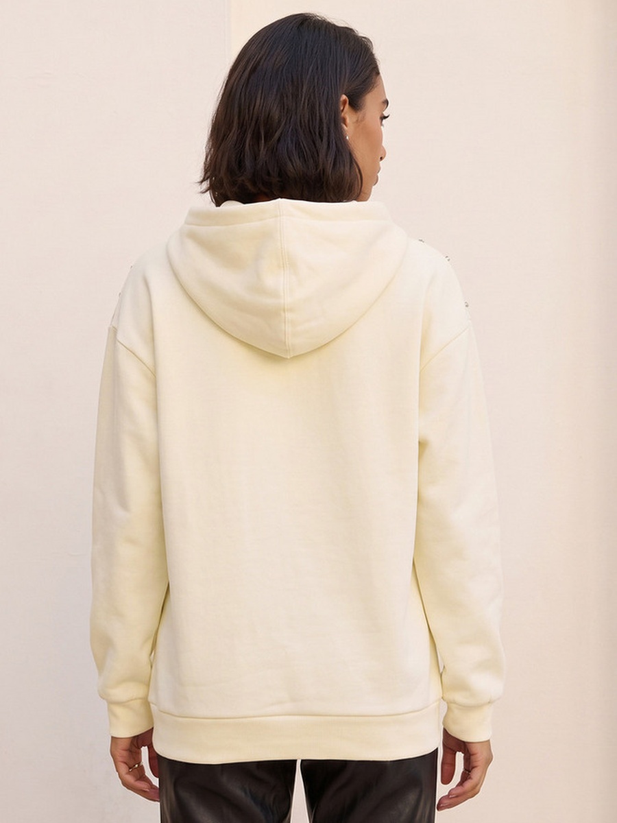Hooded Sweatshirt with Stone Embellishments