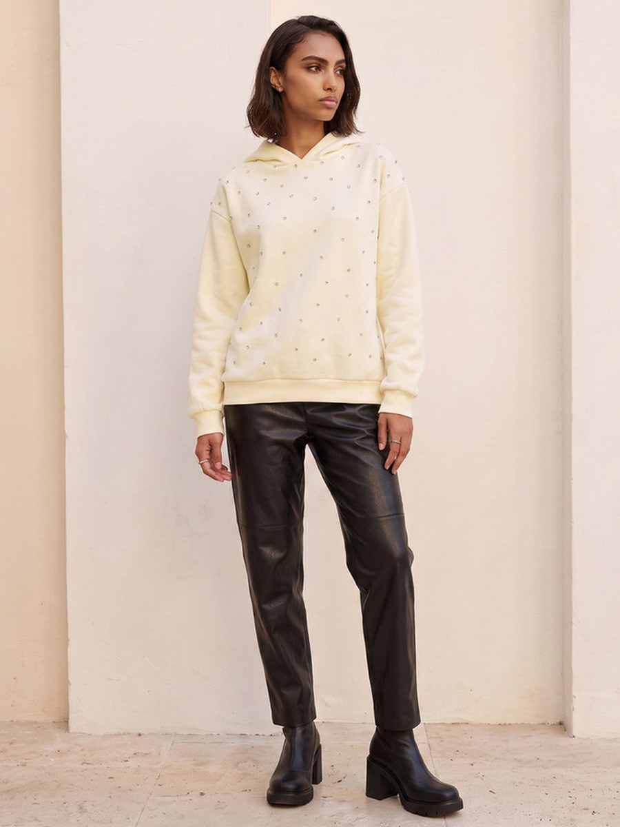 Hooded Sweatshirt with Stone Embellishments