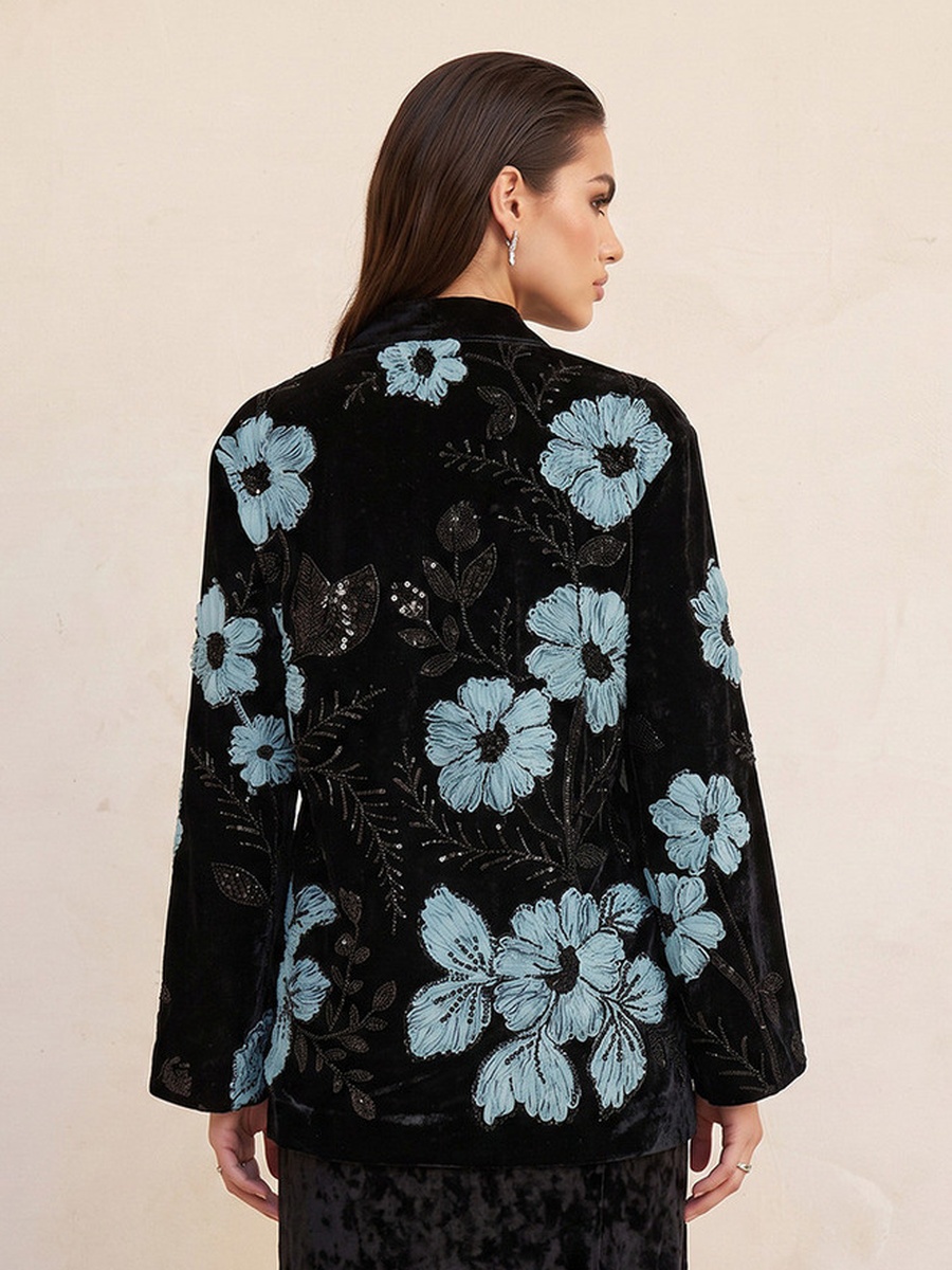 Kimono Jacket with Floral Embroidery