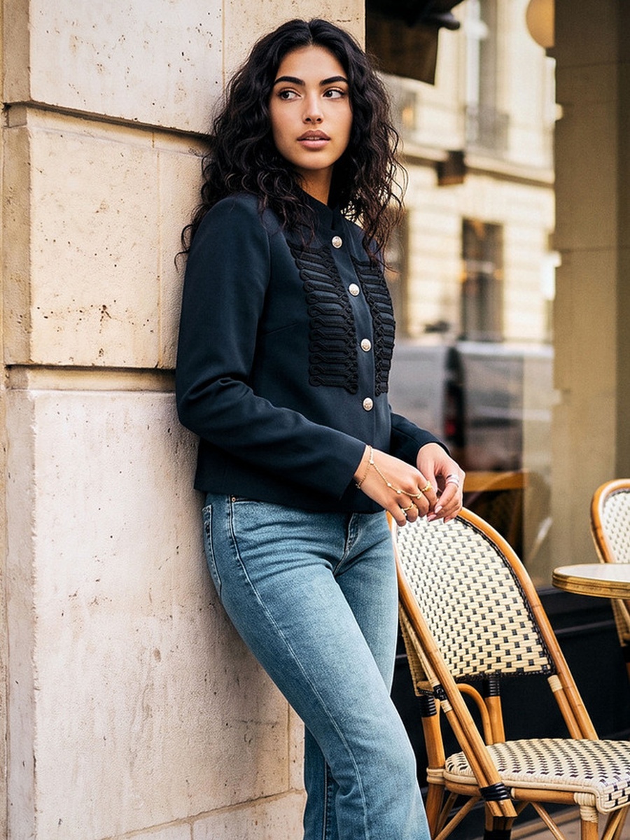 Napoleon Jacket with Soutache Braiding Detail