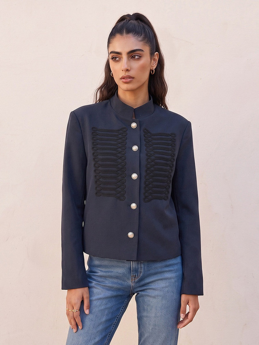 Napoleon Jacket with Soutache Braiding Detail
