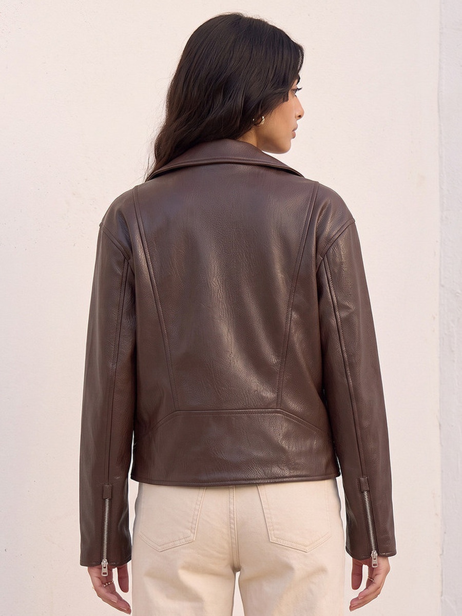 Regular Biker Jacket with Zipper Pockets