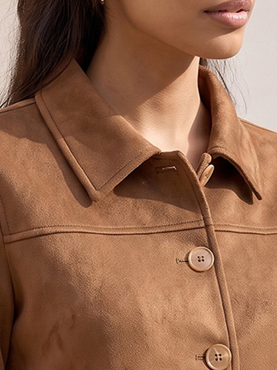 Suede Regular Jacket with Patch Pockets