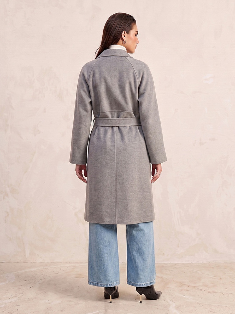 Felt Coat with Tie-Up Belt
