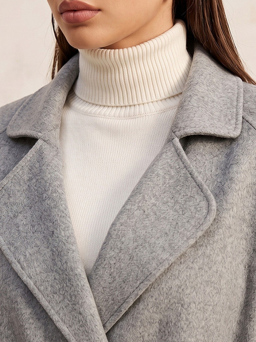 Felt Coat with Tie-Up Belt