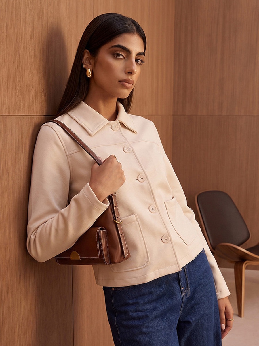 Suede Regular Jacket with Patch Pockets
