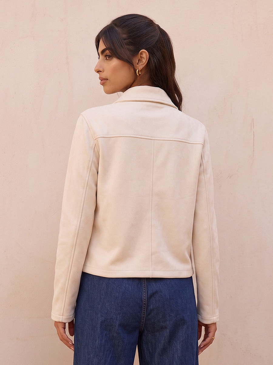 Suede Regular Jacket with Patch Pockets