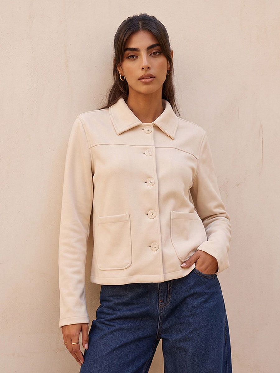 Suede Regular Jacket with Patch Pockets