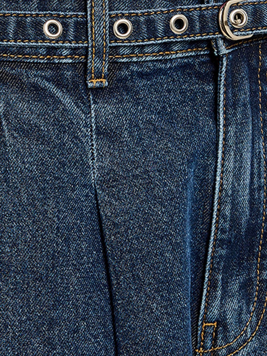 Barrel Fit Belted Jeans with Darts