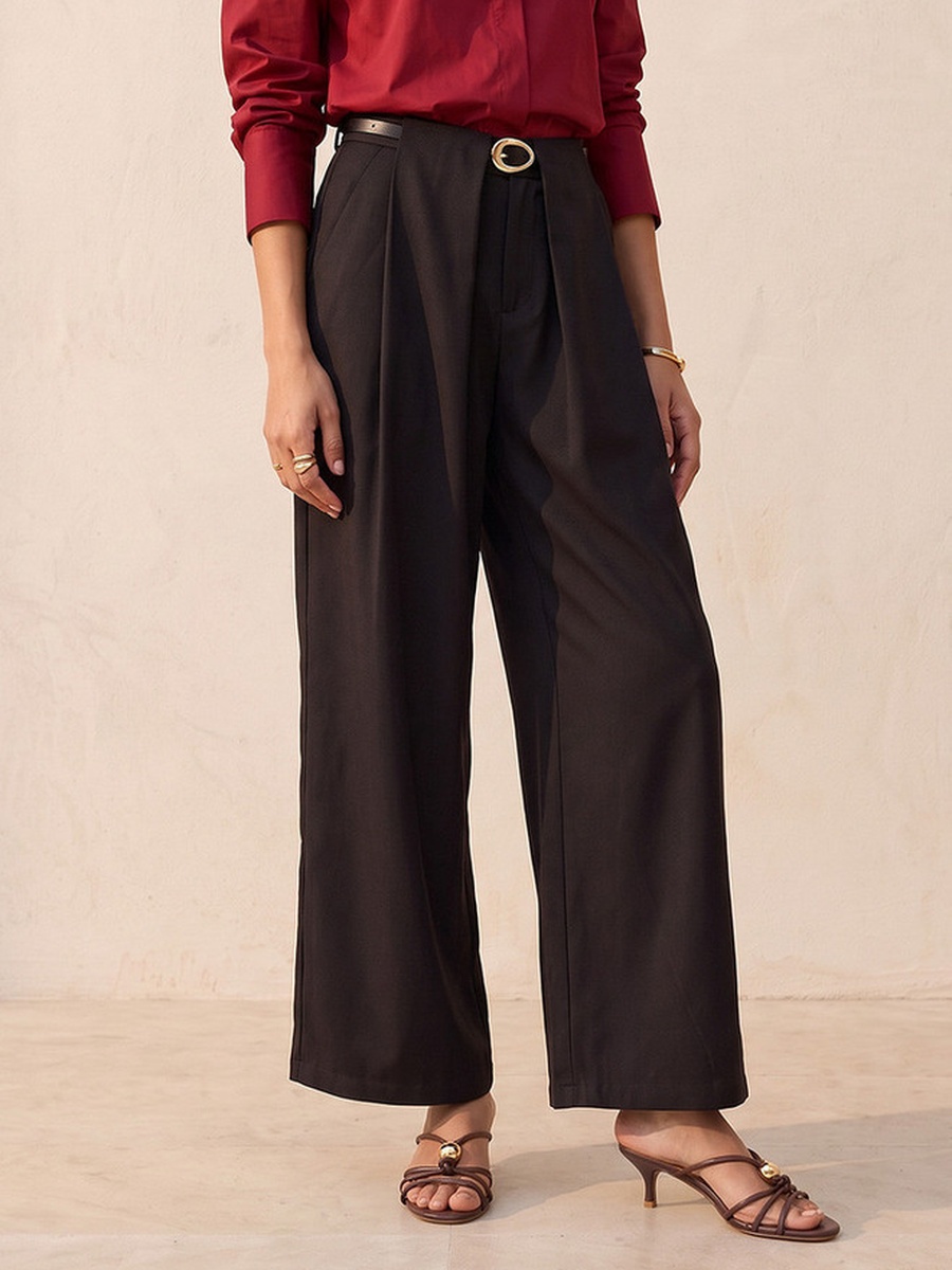 Wide Leg Trousers with Pleats