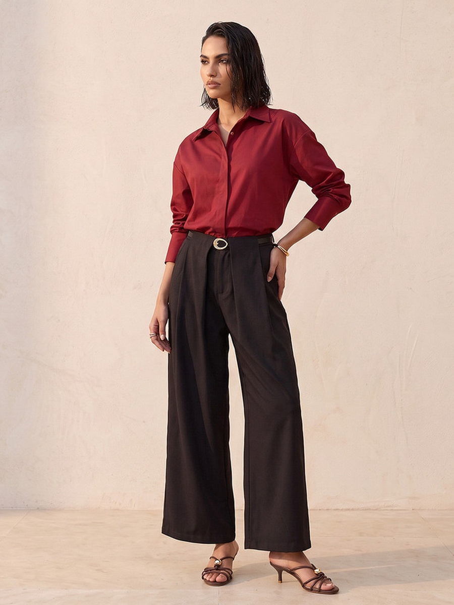 Wide Leg Trousers with Pleats