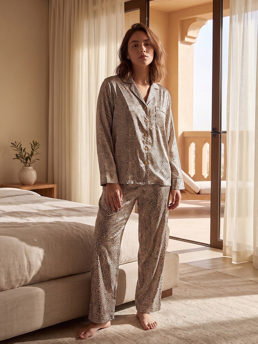 Animal Print Shirt and Pyjama Set